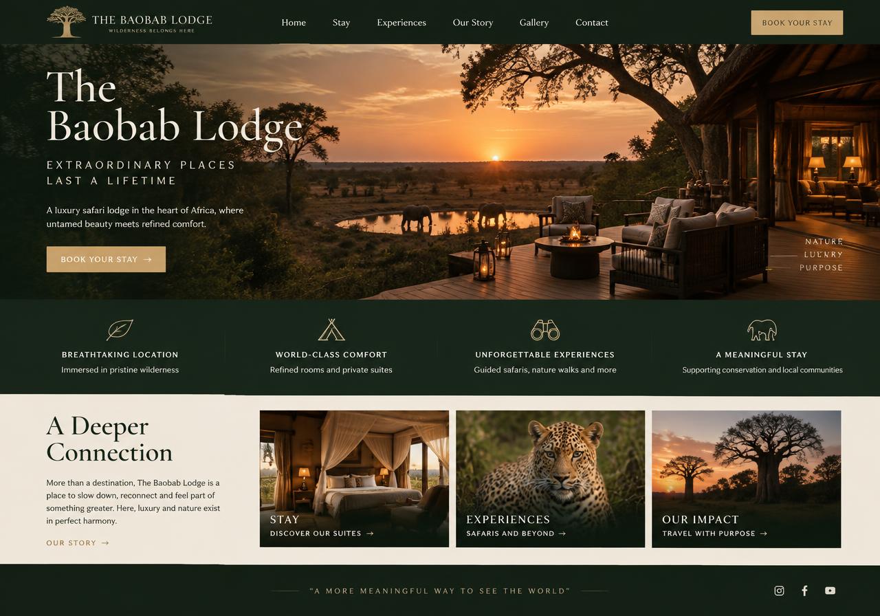 Safari Lodge website concept